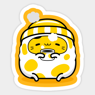 yellow cat hello winter Sticker